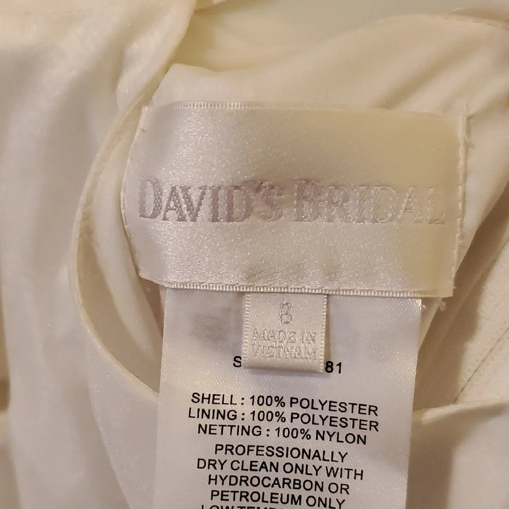 David's Bridal White Ruffled Tulle Flower Girl Dress - Picture 5 of 6